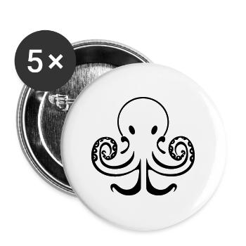 Krake - Buttons groß 56 mm (5er Pack) - Weiß - Vorne