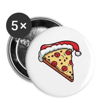 Pizza Noël Bande Dessinée - Lot de 5 grands badges (56 mm) - blanc - Devant