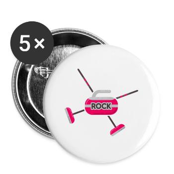 curling eisstockschießen curlingstein curler - Buttons groß 56 mm (5er Pack) - Weiß - Vorne