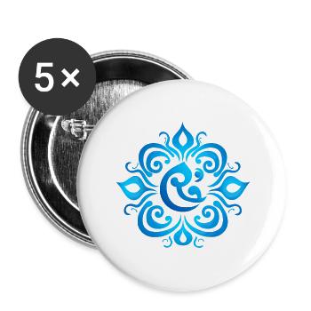 Minimalistisches Karma Meditations Om T-Shirt - Buttons groß 56 mm (5er Pack) - Weiß - Vorne
