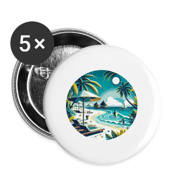Reethi Beach Maldives Sunset - Buttons large 2.2''/56 mm (5-pack) - white - Front