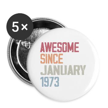Geburtstag Januar 1973 Retro 1973 Januar - Buttons groß 56 mm (5er Pack) - Weiß - Vorne