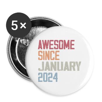 Birthday January 2024 Retro January 2024 - Buttons large 2.2''/56 mm (5-pack) - white - Front