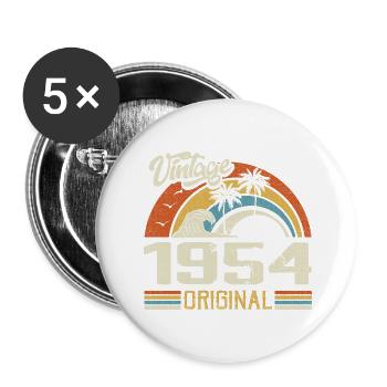 Vintage 1954 Vintage Retro Anniversary Gift - Buttons large 2.2''/56 mm (5-pack) - white - Front