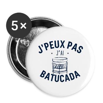 J peux pas j ai Batucada Bleu - Lot de 5 grands badges (56 mm) - blanc - Devant