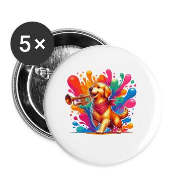 Golden Retriever playing Piano - Buttons large 2.2''/56 mm (5-pack) - white - Front