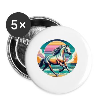 Art du cheval arabe - Lot de 5 grands badges (56 mm) - blanc - Devant