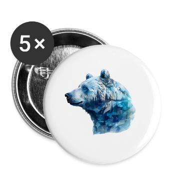 Eisbär - Buttons groß 56 mm (5er Pack) - Weiß - Vorne