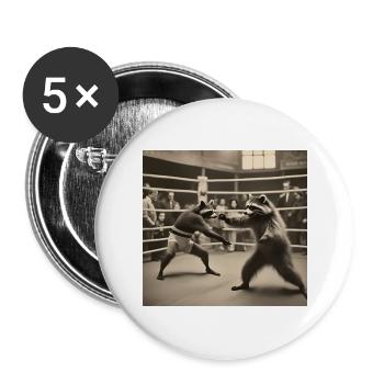 Waschbär / Tier / Foto / Wild / lustig / Räuber - Buttons groß 56 mm (5er Pack) - Weiß - Vorne