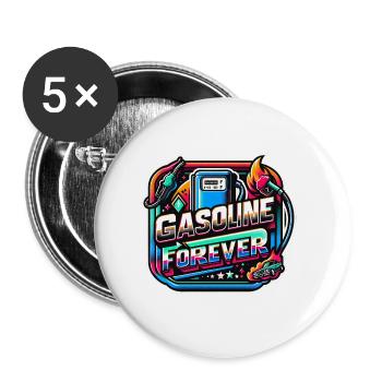 Gasoline Forever 17 - Buttons groß 56 mm (5er Pack) - Weiß - Vorne