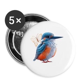 Martin-pêcheur - Lot de 5 grands badges (56 mm) - blanc - Devant
