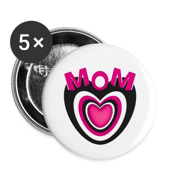 Cooles Mama Herz mit sehr viel Liebe in Pink. - Buttons groß 56 mm (5er Pack) - Weiß - Vorne