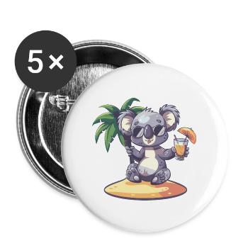 Palmier d’été de l’île Koala - Lot de 5 grands badges (56 mm) - blanc - Devant