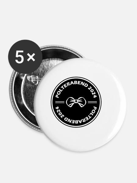 Polterabend 2024 - Buttons groß 56 mm (5er Pack) - Weiß