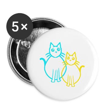 Chats Chat Chaton Chaton Rétro Vintage - Lot de 5 grands badges (56 mm) - blanc - Devant