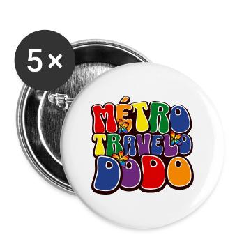 Arc-En-Ciel LGBT Métro Travelo Dodo - Lot de 5 grands badges (56 mm) - blanc - Devant