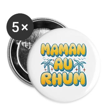 Apéro Drôle Mère Femme Maman Au Rhum - Lot de 5 grands badges (56 mm) - blanc - Devant
