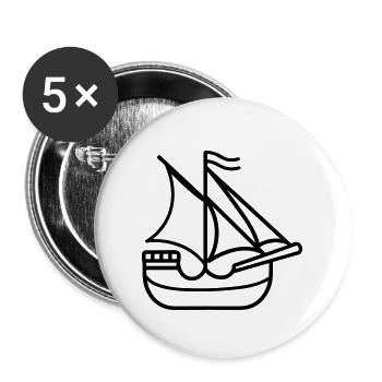 Piratenschiff - Buttons groß 56 mm (5er Pack) - Weiß - Vorne