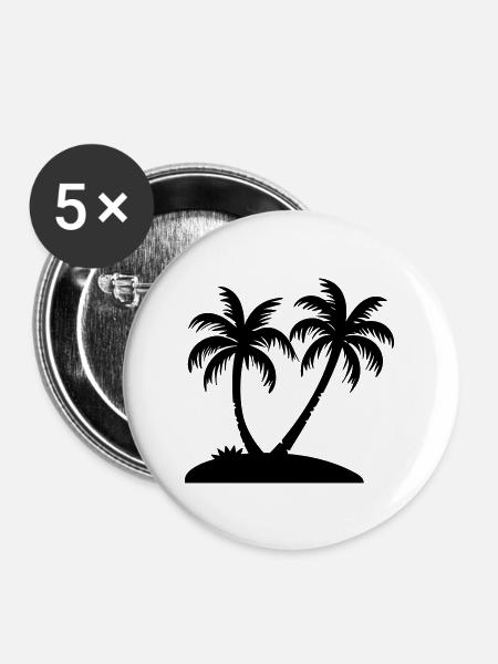 Palme - Buttons groß 56 mm (5er Pack) - Weiß
