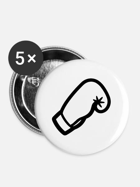 Boxhandschuh - Buttons groß 56 mm (5er Pack) - Weiß