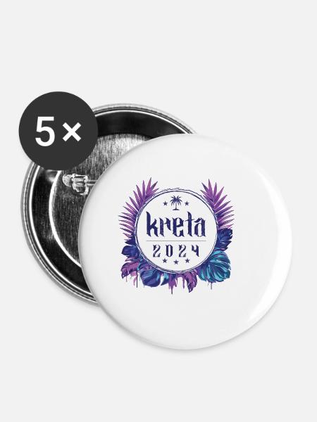 Kreta 2024 - Buttons groß 56 mm (5er Pack) - Weiß