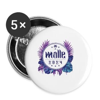 Malle 2024 - Buttons groß 56 mm (5er Pack) - Weiß - Vorne