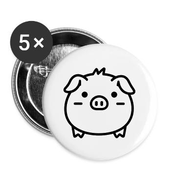 Schwein - Buttons groß 56 mm (5er Pack) - Weiß - Vorne