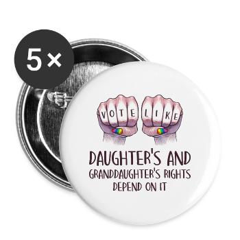 Grand-Mère Féminisme Petite Fille Mamie - Lot de 5 grands badges (56 mm) - blanc - Devant