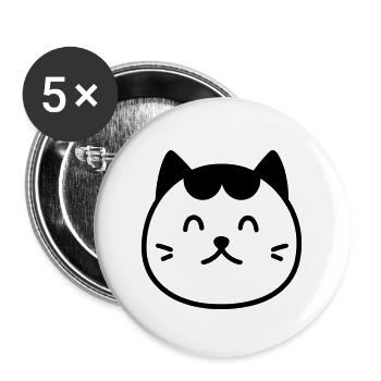 Katze - Buttons groß 56 mm (5er Pack) - Weiß - Vorne