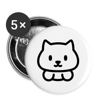 Katze - Buttons groß 56 mm (5er Pack) - Weiß - Vorne