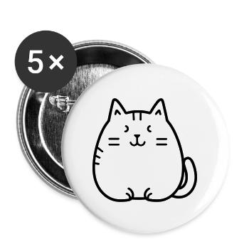 Katze - Buttons groß 56 mm (5er Pack) - Weiß - Vorne
