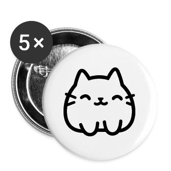 Katze - Buttons groß 56 mm (5er Pack) - Weiß - Vorne