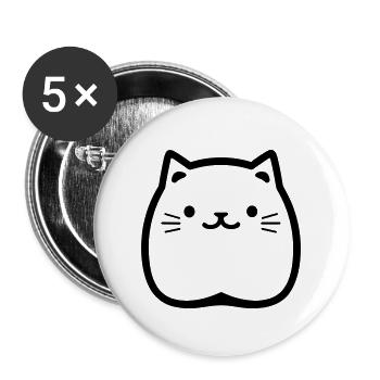 Katze - Buttons groß 56 mm (5er Pack) - Weiß - Vorne