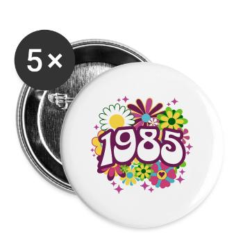 Retro Groovy Jahr 1985 Frauen 40 Jahre alter Geburtstag - Buttons groß 56 mm (5er Pack) - Weiß - Vorne