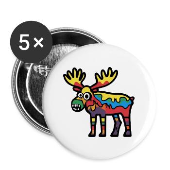 Elch Halloween Comic Lustig - Buttons groß 56 mm (5er Pack) - Weiß - Vorne