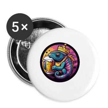 Chameleon Bier Comic - Buttons groß 56 mm (5er Pack) - Weiß - Vorne