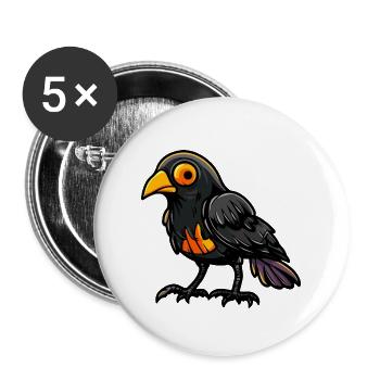 Rabe Krähe Halloween Comic Lustig - Buttons groß 56 mm (5er Pack) - Weiß - Vorne