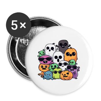 Halloween Party Figures Cool - Buttons large 2.2''/56 mm (5-pack) - white - Front