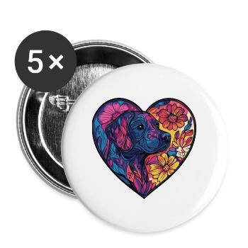 Kangal Chien Coeur Amour Chien - Lot de 5 grands badges (56 mm) - blanc - Devant