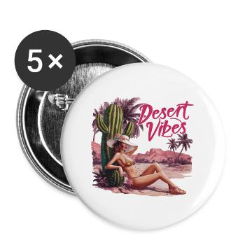 Sonnenuntergang Desert Vibes Urlaub Abenteuer - Buttons groß 56 mm (5er Pack) - Weiß - Vorne