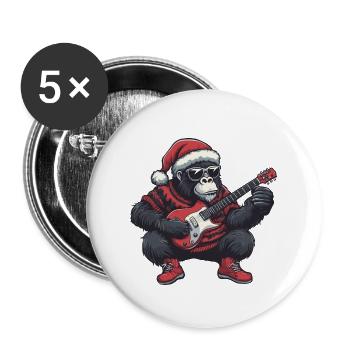Guitare de Noël Gorilla - Lot de 5 grands badges (56 mm) - blanc - Devant