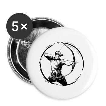 Bogenschießen Mann Silhouette - Buttons groß 56 mm (5er Pack) - Weiß - Vorne