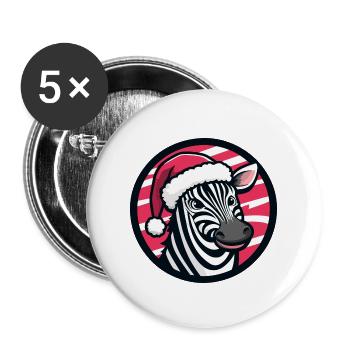 Zèbre Noël Animal - Lot de 5 grands badges (56 mm) - blanc - Devant