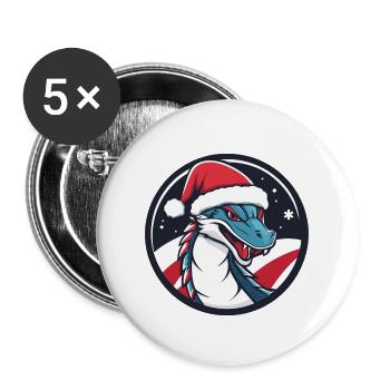 Dragon Christmas Animal - Buttons large 2.2''/56 mm (5-pack) - white - Front