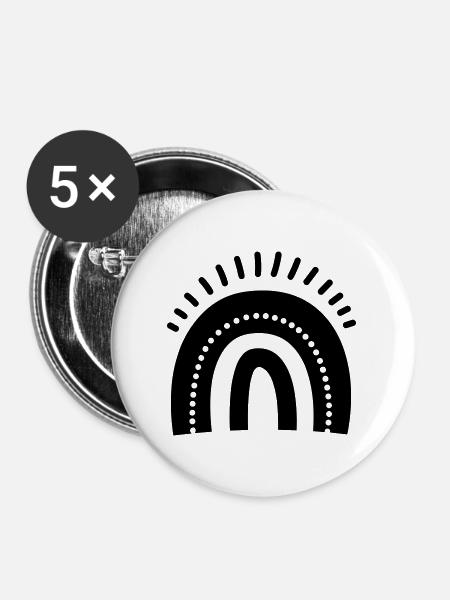 Regenbogen - Buttons groß 56 mm (5er Pack) - Weiß
