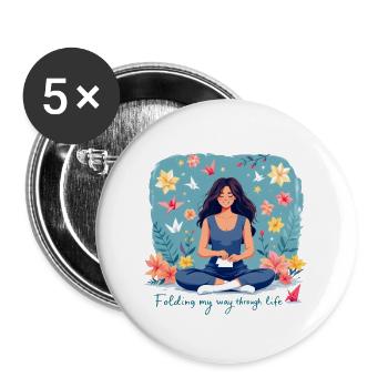 Folding my way through life - Origami falten - Buttons groß 56 mm (5er Pack) - Weiß - Vorne