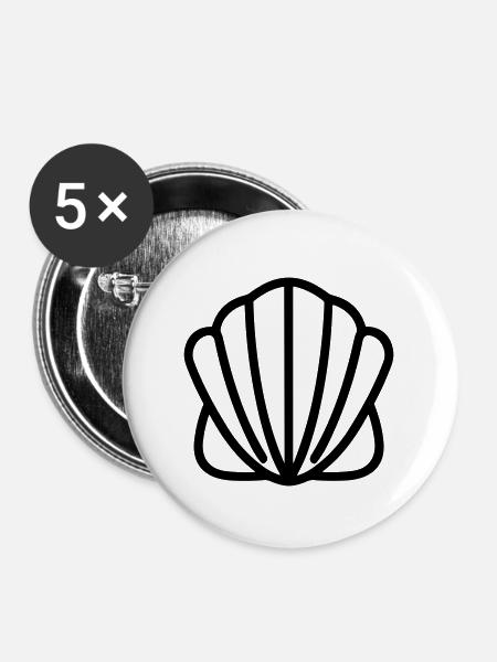 Muschel - Buttons groß 56 mm (5er Pack) - Weiß