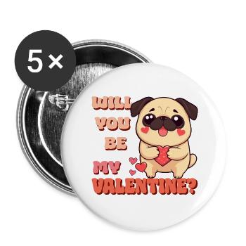 Carlin - Serez-vous mon Valentin - Lot de 5 grands badges (56 mm) - blanc - Devant