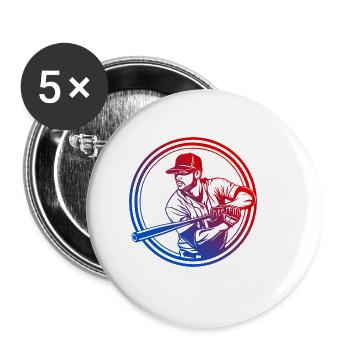 Silhouette de baseball coloré - Lot de 5 grands badges (56 mm) - blanc - Devant