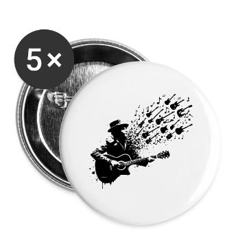 Guitare Musique Acoustique Graffiti Partition Chanson Musiciens - Lot de 5 grands badges (56 mm) - blanc - Devant